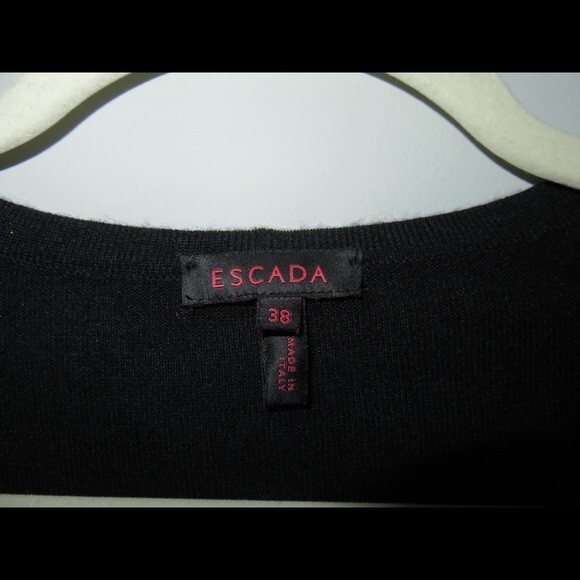 Escada Wool Cardigan Sweater Black and White Argyle Button Front V-Neck 38 - Picture 7 of 9